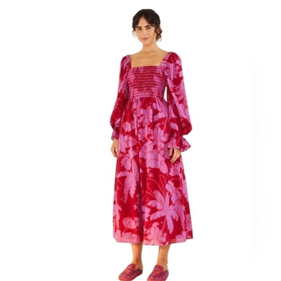 FARM Rio Dresses & Skirts - NWT Farm Rio Living Nature Burgundy Maxi Dress Size Small